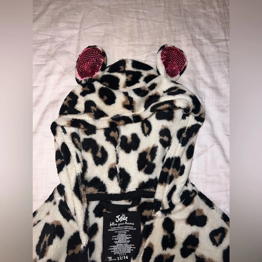Justice Cheetah Print Plush Bath Robe Y2K Size 12/14